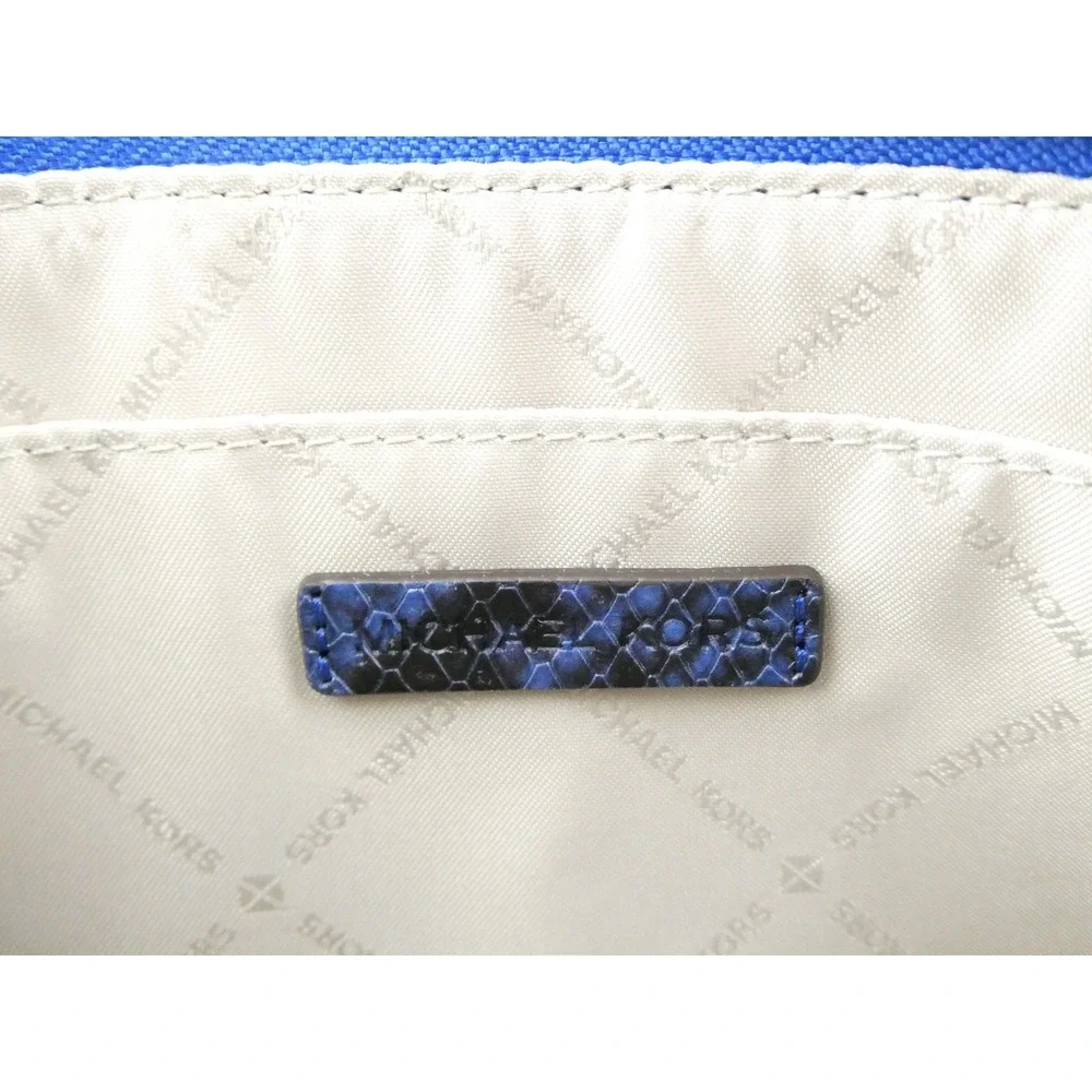 Michael Kors‎ Fulton Snake Embossed Blue Black Large Leather Wristlet